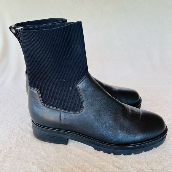 EILEEN FISHER East Leather and Recycled Stretch Knit Sock Boot SIZE 9.5 - Picture 15 of 16